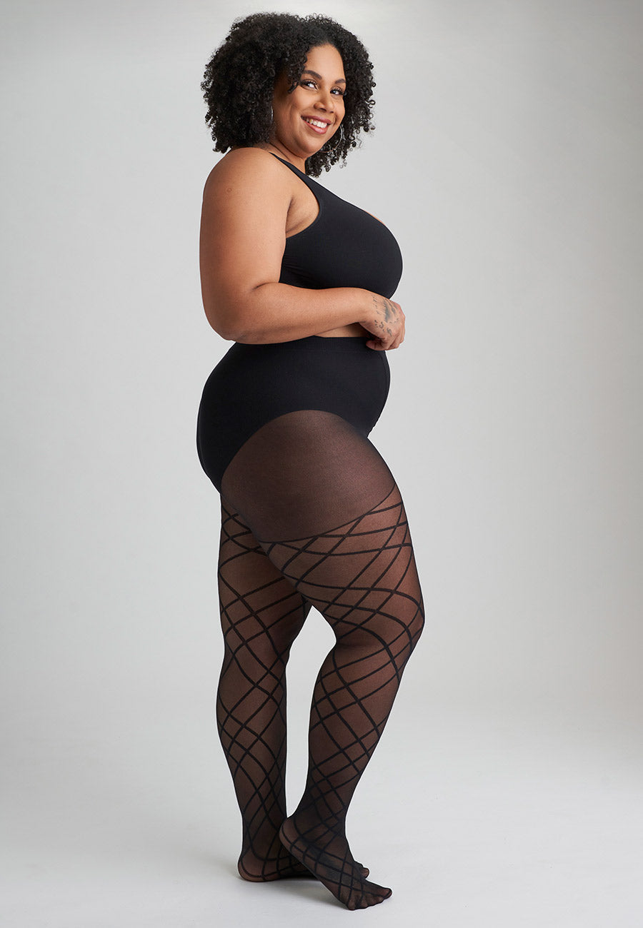 Criss Cross plus size tights The Big Bloomers Company